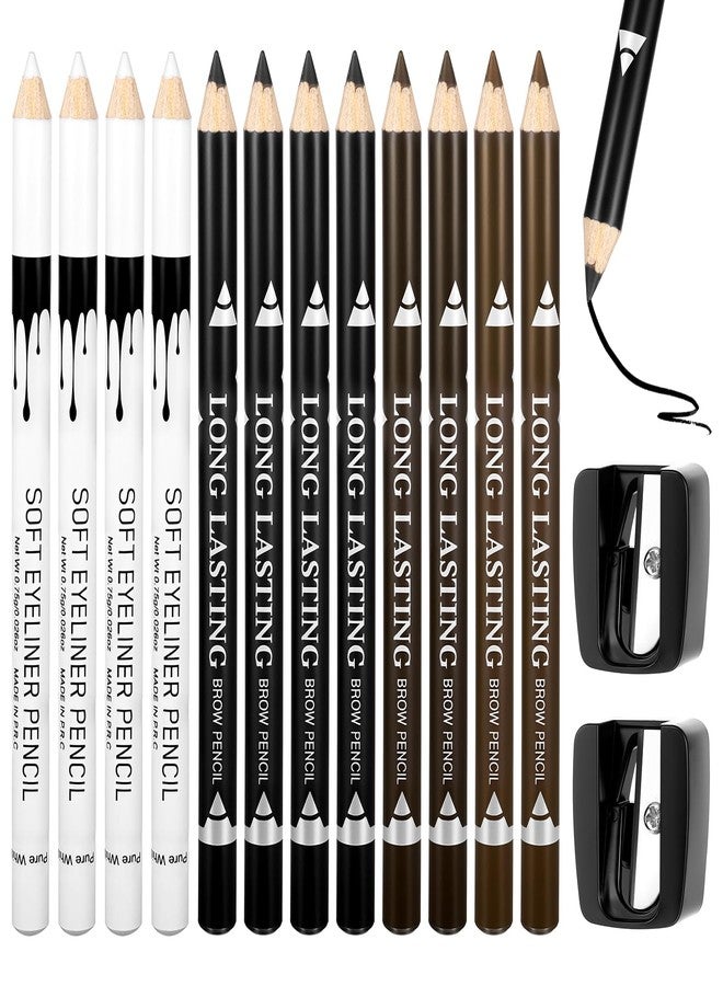 BOHUIZ 12Pcs Barber Pencil with 2 Sharpener, Magic Hairline Pencils for Lineup Beard Shaping Beard Guide Pen Barber Chalk for Men Beards Hair Makeup Design White Black Dark Brown Light Brown - Image 1